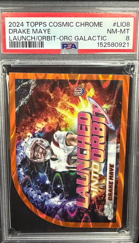 Drake Maye [Orange Galactic Refractor] #LIO-8 2024 Topps Cosmic Chrome Launched Into Orbit card