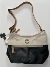 Giani Bernini Womens Black Leather Pebble Croc Shoulder Bag Purse Handbag NWT