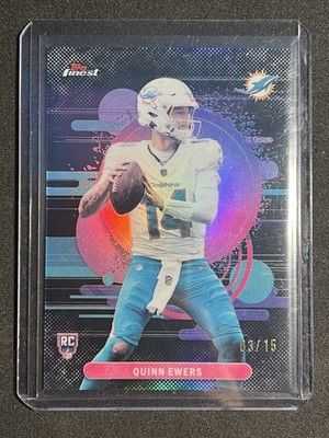 2025 Topps Finest Quinn Ewers RC #107 Black Uncommon /15 Miami Dolphins