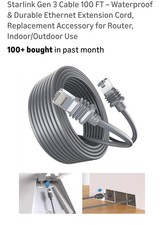 Starlink Gen 3 Cable 100 FT   Waterproof  Durable Ethernet Extension Cord, R...