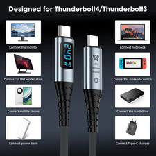USB4 Type-C Cable with Digital Display 240W Fast Charging 40Gbps Data Transfer 8