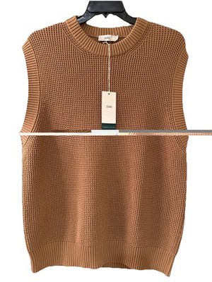 CLOSED Womens L Sleeveless Sweater Tan 100% Cotton Knit Style C86215
