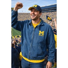 Vintage Chalk Line Denim Jean Jacket Embroidered University of Michigan Large