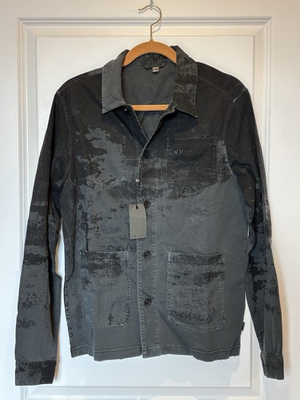 #ad $268 NWT John Varvatos Brighton Chore Coat S Men#x27;s Black Cotton Light Jacket $198.00