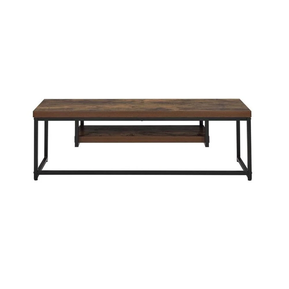 Bob Rectangular Wooden TV Stand with Shelf in Weathered Oak and Black - Image 2 of 4