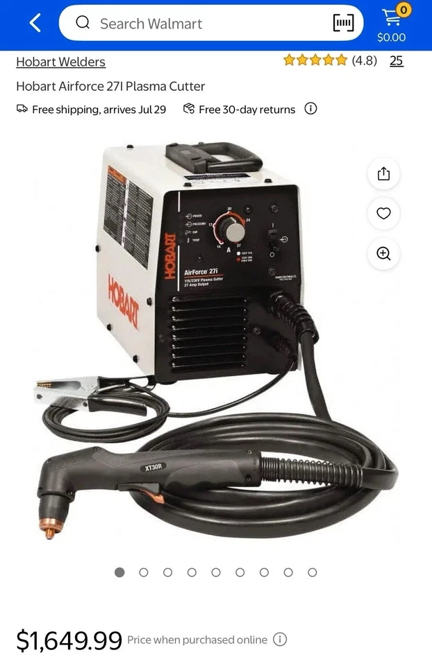 Cortador de plasma Hobart Airforce 27i 120/240v salida 27 amperios. Apenas usado. Foto 2 de 4