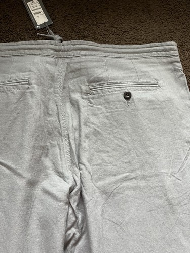 BNWT M&S Mens Size W40 L31 Grey Linen Blend Smart Casual Trousers - Picture 13 of 14
