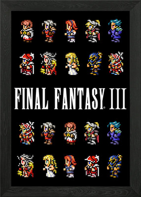 Final Fantasy III Pixel Framed Wall Art Poster Canvas Print Picture