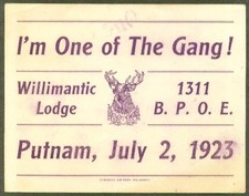 I'm One of the Gang! Willimantic BPOE Putnam Meet 1923