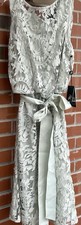 Adrianna Papell Blouson Lace Illusion Dress Mint Green Belted Sz 10 NWT $160