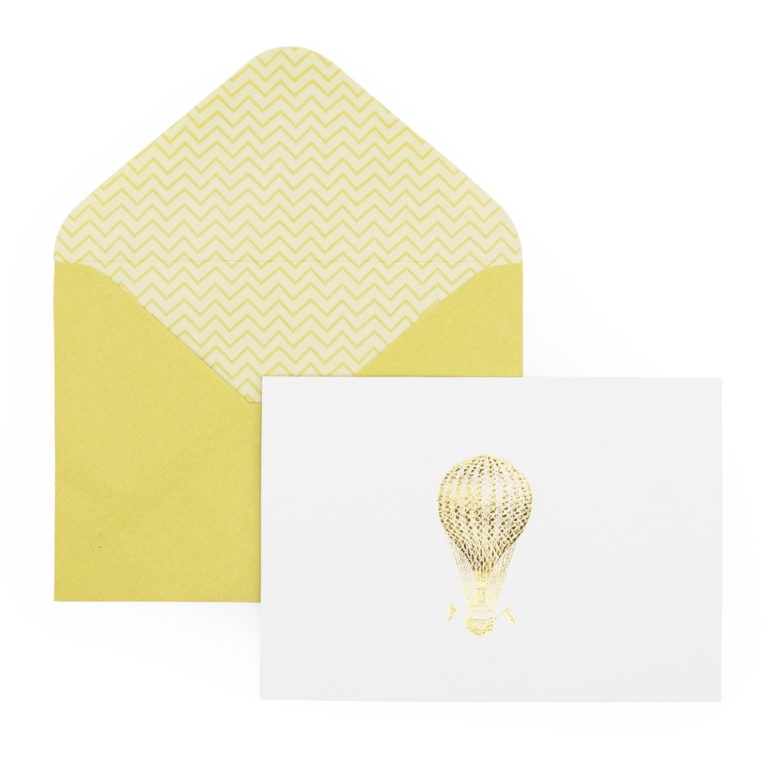 12 Hot Air Balloon Notecards & Envelopes Gift Box | Gold Foil Balloon Design