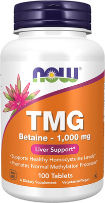 NOW Foods TMG 1000mg 100 Tabs Trimethylglycin Herz & Methylierungsunterstützung