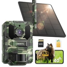 4G Hunting Trail Camera with Solar Panel Night Vision 64GB SD IP66 Waterproof