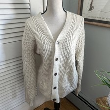 Abercrombie  Fitch Sweater Womens Medium Cream Soft A F Cable Knit Cardigan