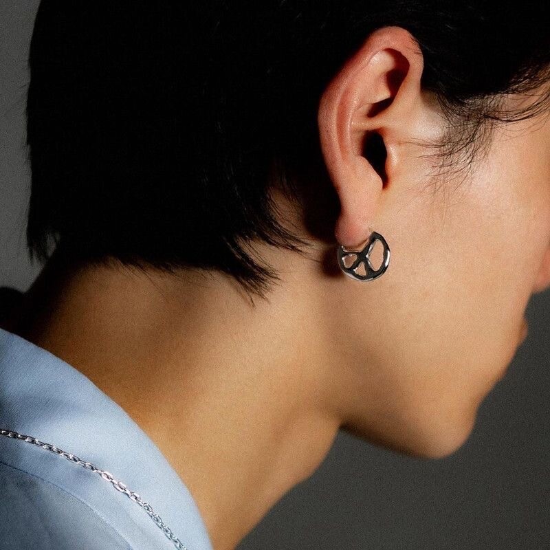 AMBUSH Peace Symbols Logo Silver Gold Metal Charm Necklace Ear