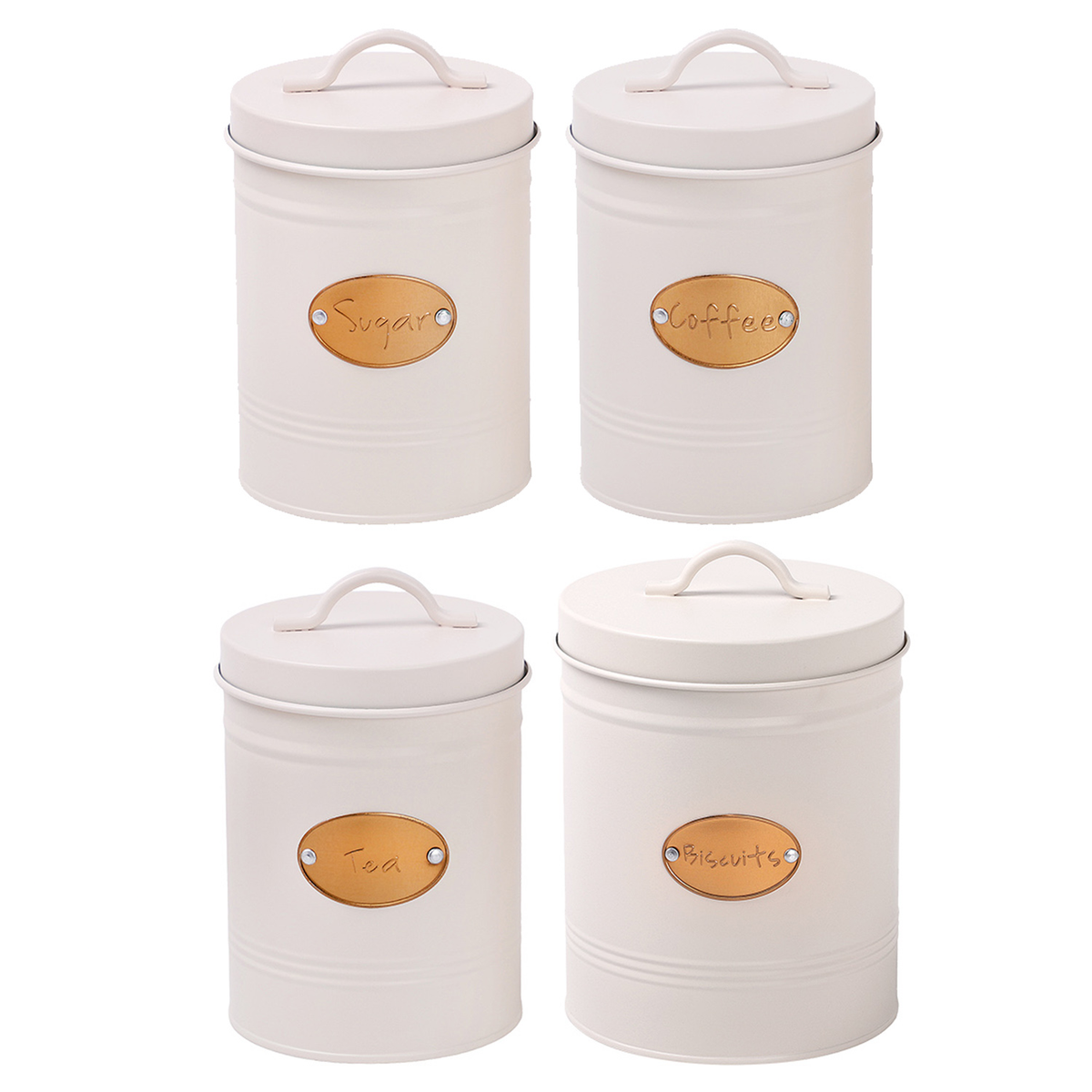 4-Piece Kitchen Storage Set Tea Coffee Sugar Jar Biscuit Tin Food