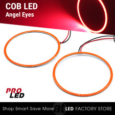 2x Angel Eyes Cob Halo Ring Red 100mm Led Light Headlight Fog Housing