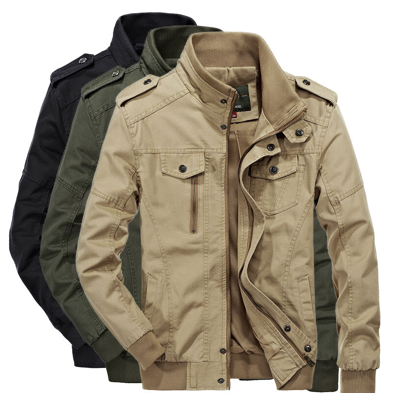 Men Autumn Outwear Military Jackets Cotton Collar Jacket Coat