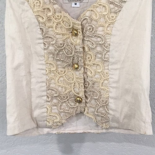 Bears Custom Wares Girls Sz M 7/8 VINTAGE Crochet Lace Button Vest - Picture 4 of 12
