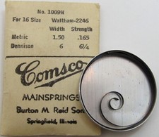 Nos Waltham 16s 2246 T end Mainspring 1 piece  blue alloy  1009N