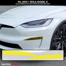 For 2021-2025 Tesla Model X Yellow Fog Light Tint Front Overlay Vinyl Decals ppf