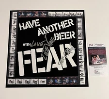 FEAR LEE VING SPIT SPIX SIGNED HAVE ANOTHER BEER WITH FEAR 12x12 PHOTO PUNK ROCK