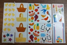 Mrs. Grossman's Sticker Lot Full Partial Sheets Chicken Fruit Basket Birds S45