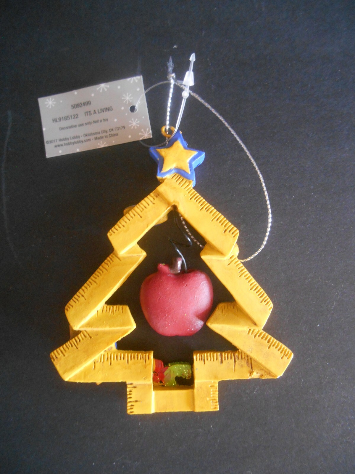Resin A+ Teacher Christmas Ornament NEW Hobby Lobby Ruler Scissors Pencils 123