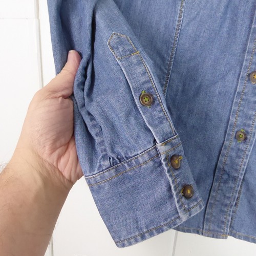 Boden Denim Chambray Shirt Womens SZ 8 Button Up Front Pocket Classic Classic - Picture 4 of 10