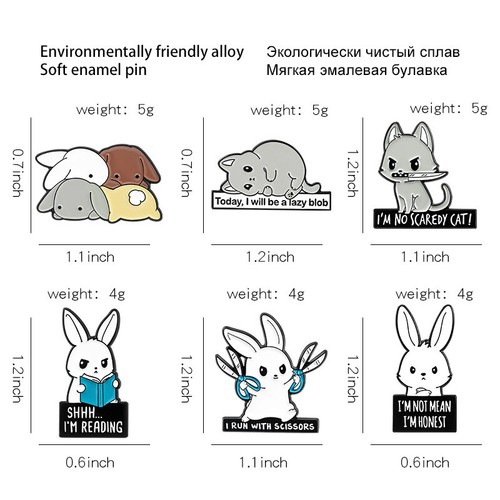 Funny Cat Bunny Brooch Cute Animal Brooches Lapel Pin Enamel Pins Badge Gifts - Foto 4 di 18