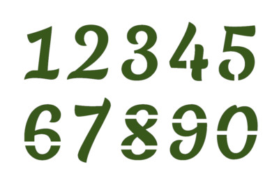 INK SCRIPT Numbers Stencil - 2 Inch Fancy Font Address House Sheet S913-810