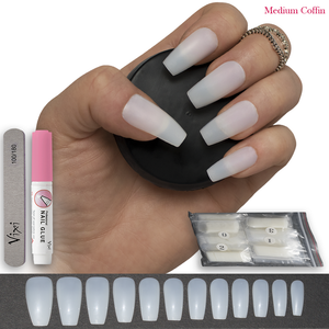 Détails Sur 60x Cercueil Faux Ongles Medium Complet Housse Naturel Opaque Tips Gratuit Colle