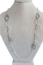 SILPADA 925 Sterling Silver Hammered Filigree Oval Link Necklace N2355