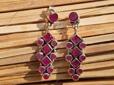 Natural Ruby Flower Earring Studs in 925 Sterling Silver Wedding Earring Studs