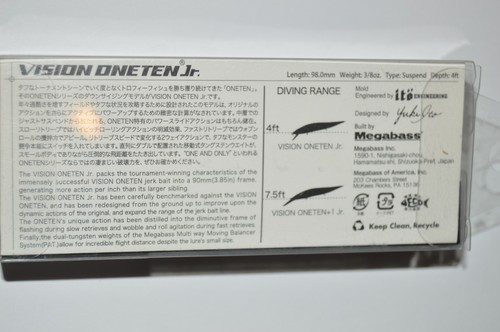 megabass ito vision 110 oneten jr USA bass suspending jerkbait elegy bone 3/8oz - Picture 3 of 3
