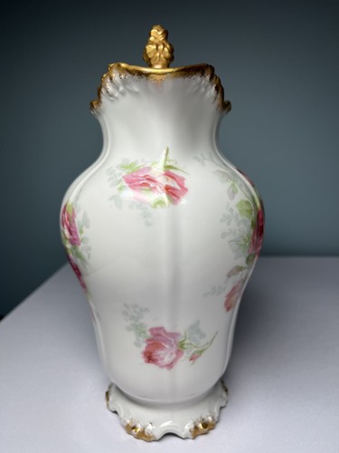 Jean Pouyat Limoges handbemalte Schokoladenkanne rosa Rosen & Goldakzente - Bild 7 von 13