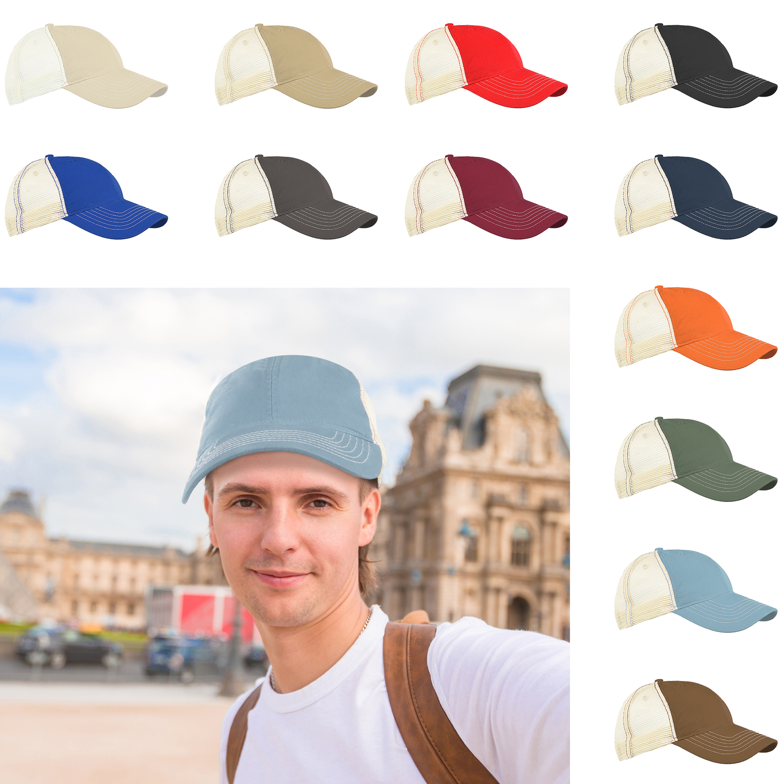 Military Army Flat Mesh Adjustable Snapback Baseball Cap for Men Trucker Hat-image