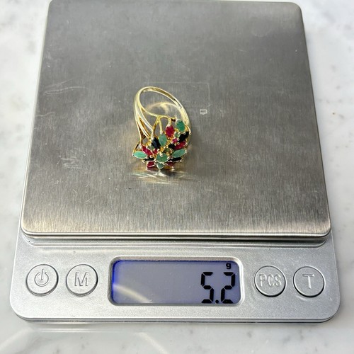 Vtg Sterling Silver 925 Gold Vermeil Stauer Sapphire Ruby Jadeite Ring Size 8.5 - Picture 13 of 14