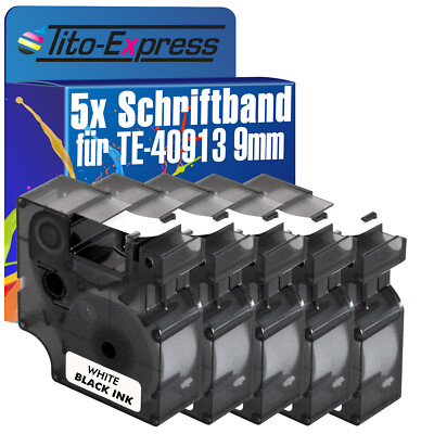 5x Schriftband für Dymo 40913 LabelManager 100 120P 150 160 200 450 500TS 350