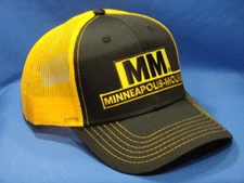 Minneapolis Moline Tractor Hat - Black/Gold Mesh - Snapback - yellow logo