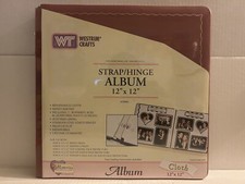 Westrim Crafts 12x12 Burgundy Strap Hinge Album w/ White Pages Gold Trim 29001