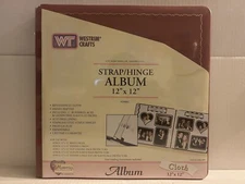 Westrim Crafts 12x12 Burgundy Strap Hinge Album w/ White Pages Gold Trim 29001
