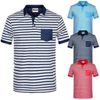 James & Nicholson | Maritim Polo Shirt mit Brusttasche, Streifendesign, S -3XL