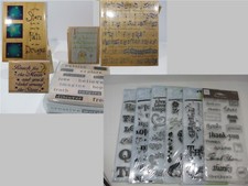 used rubber and cling stamps, various styles, thoughts theme