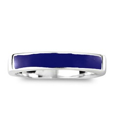 Rectangular Bar Blue Lapis Stone Inlay Sterling Silver Ring-7