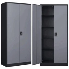 Metal Cabinet with Door Storage Cabinet Garage Cabinet with 5 Adjustable Shelves
