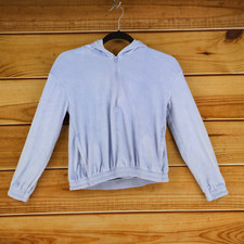 DSG Cropped Sweatshirt Hooded 1/4 Zip Girls Size L Light Blue Pocket Super Soft