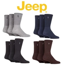Mens Cushioned Boot Socks, Stretch Rib, Cotton, Vintage,  3 Pair Multipack -Jeep