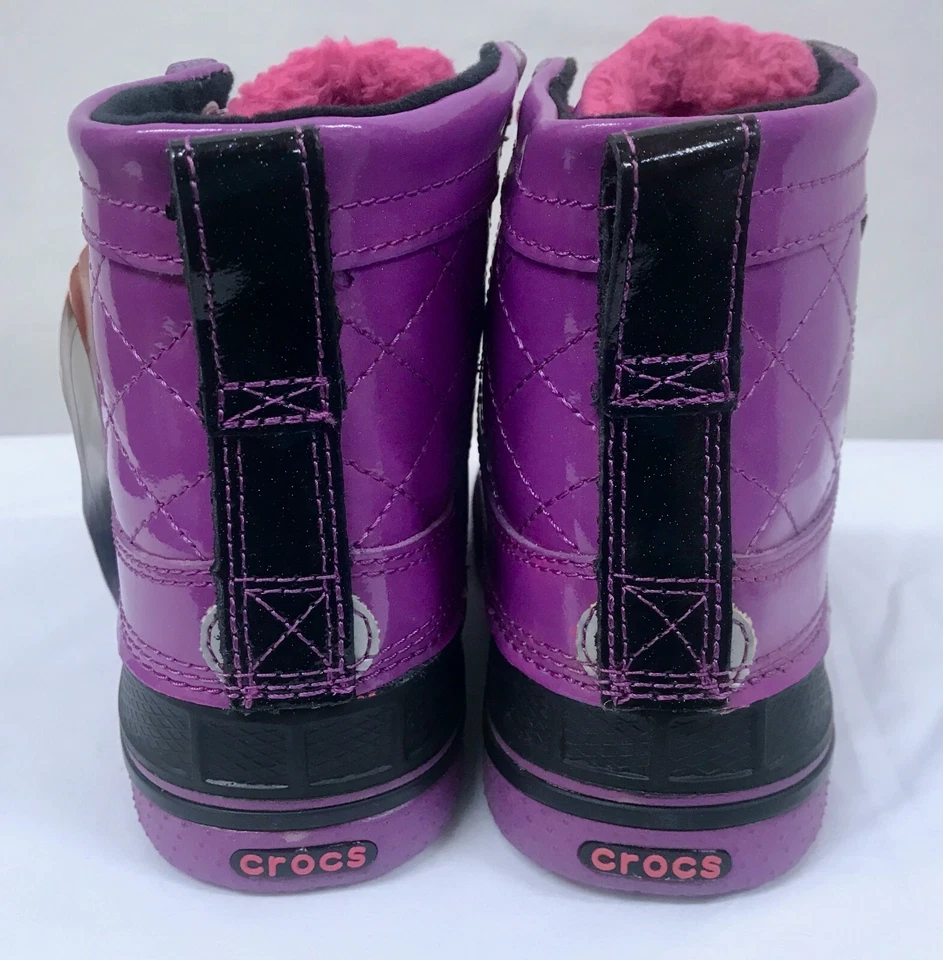 Crocs Botas Niños 10 12 13 1 Púrpura Todo Fundido Pato Nieve Con Cordones O Resistentes Foto 4 de 4
