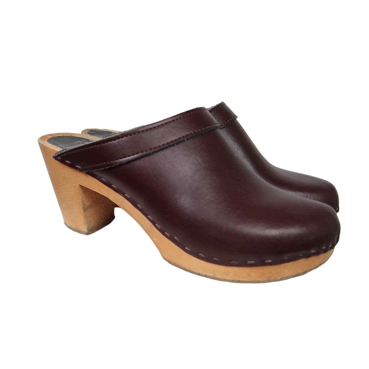 Sven Brown Leather Clogs Sven Clogs SALE – artemesia main image 3